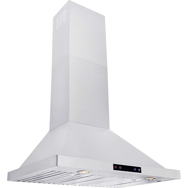 DKB 30" Inch Range Hood Wall Mounted Brushed Stainless Steel Kitchen V