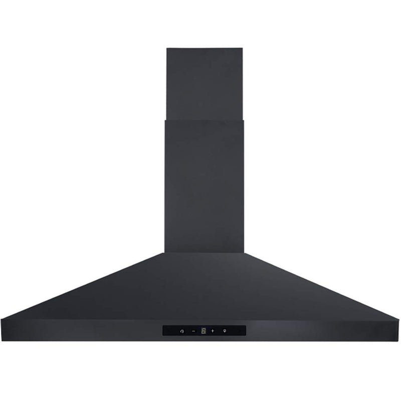 DKB Range Hood DKB-168B2-30T-BLK 30" Inch Wall Mount Stainless Steel 400 CFM Kitchen Exhaust Vent, 3 Speed Fan and Touch Sensitive Control Panel, Black Finish