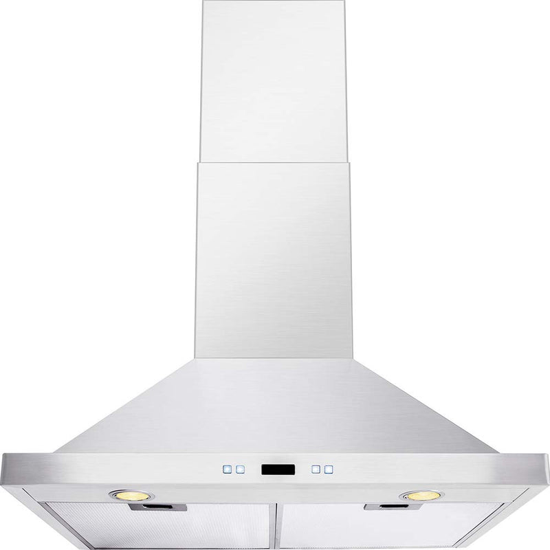 DKB 30" Inch Wall Mounted Range Hood Brushed Stainless Steel With Halogen Lights 600 CFM