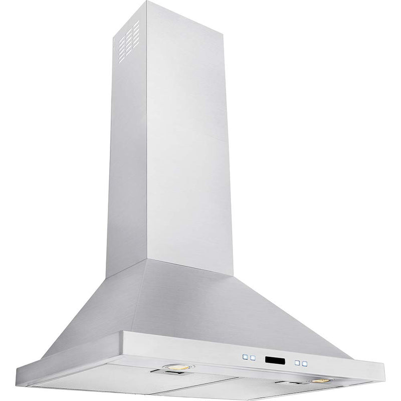 DKB 30" Inch Wall Mounted Range Hood Brushed Stainless Steel With Halogen Lights 600 CFM