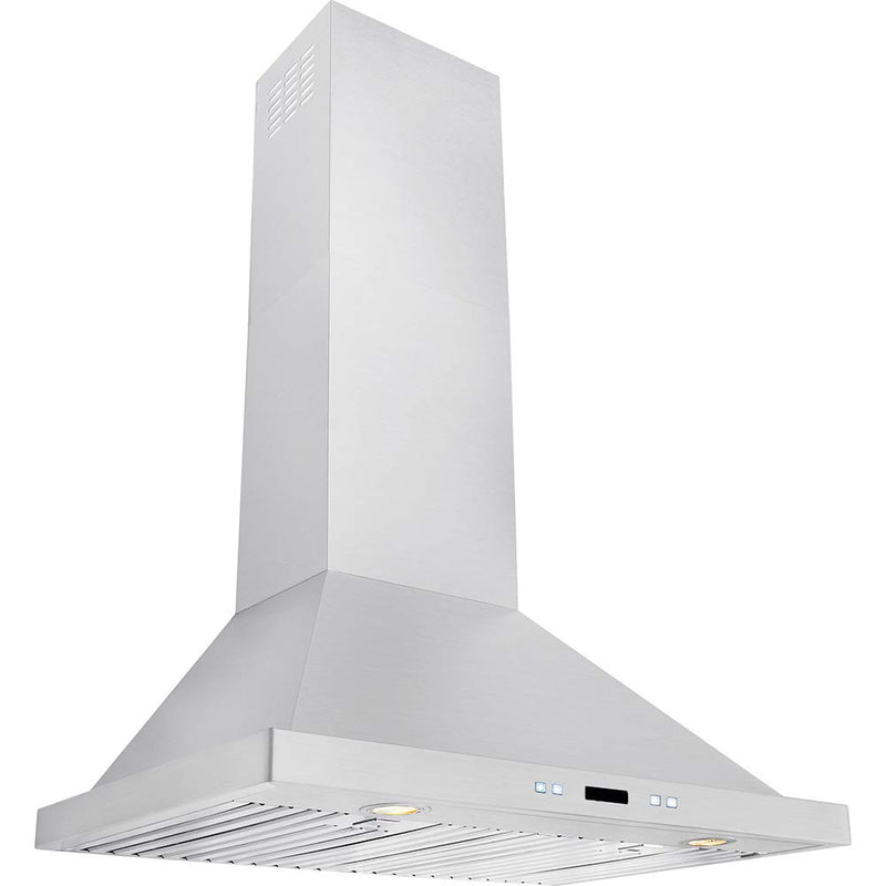 DKB 30" Inch Wall Mounted Range Hood Brushed Stainless Steel With LED Lights 600 CFM