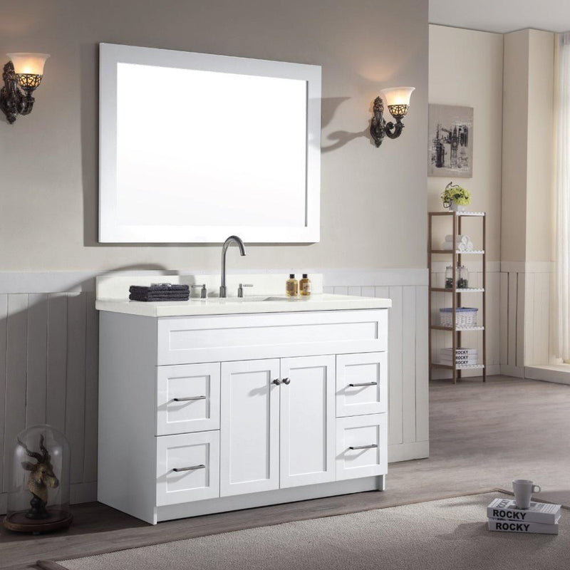 DKB Bradford 49 In. Single Sink Vanity Set With White Quartz Countertop In White