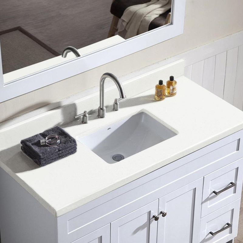 DKB Bradford 49 In. Single Sink Vanity Set With White Quartz Countertop In White